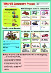 English Worksheet: Transport - Demonstrative Pronouns (That, Those)