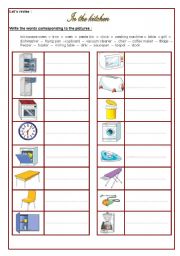 English Worksheet: vocabulary : in the kitchen