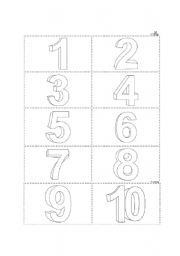 English worksheet: numbers cut out colouring