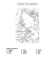 English Worksheet: Colour by number - The Jungle