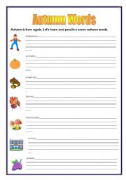English Worksheet: Autumn words