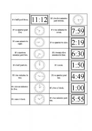 English Worksheet: clock domino