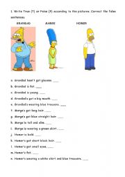 English Worksheet: DESCRIBING SIMPSONS CHARACTERS