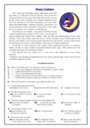 English Worksheet: Moon Craters