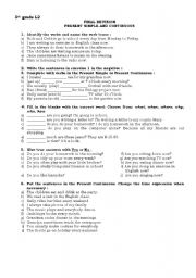 English Worksheet: Present Simple and Present Continuous