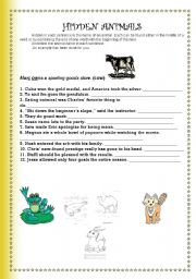 English worksheet: Hidden Animals