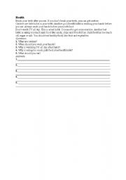 English worksheet: health