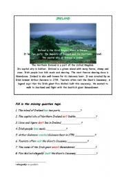 English Worksheet: Question tags IRELAND