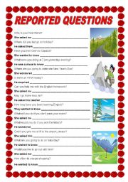 English Worksheet: Reported questions