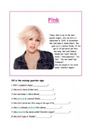 English Worksheet: Question tags PINK