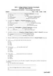 English worksheet: Present Simple and Present Continuous Exercises