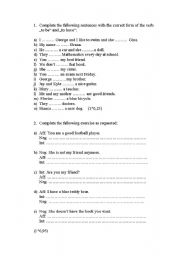 English Worksheet: test the verbs 