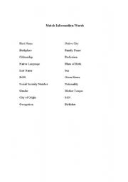 English Worksheet: learn personal information vocabulary