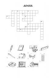 English Worksheet: school-crossword