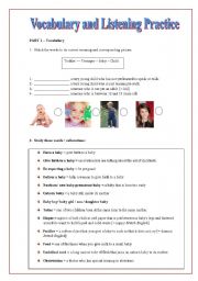 English Worksheet: Vocabulary and Listening Practice