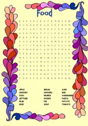 English Worksheet: Wordsearch Food