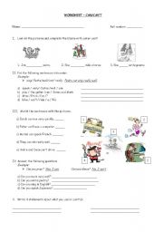 English Worksheet: Can / Cant - Abilities