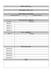 Reading Worksheet for begginers ( Elements of a Short Story ) 
