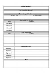 English Worksheet: Reading Worksheet for begginers ( Elements of a Short Story ) 