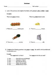 English worksheet: Quantifiers