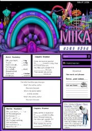 English Worksheet: Blue eyes by Mika -  Song (Pre-intermediate/intermediate)