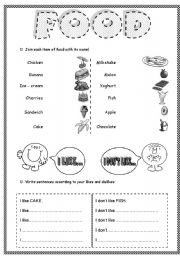 English Worksheet: Food: Likes and dislikes