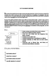 English Worksheet: Talking about cartoons