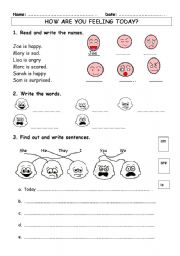 English Worksheet: FEELINGS