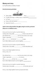 English worksheet: ebony and ivory