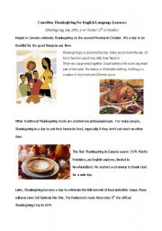 English Worksheet: Thanksgiving Reading