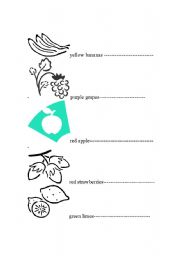 English worksheet: colour the fruit