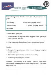 English worksheet: Leisure activities & Gerunds