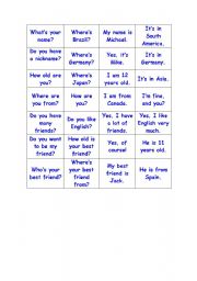 English Worksheet: Basic questions Bingo