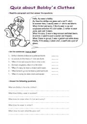 English Worksheet: Clothes