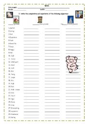 English Worksheet: the comparative and superlatives