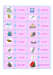 English Worksheet: Compound Noun Domino-2