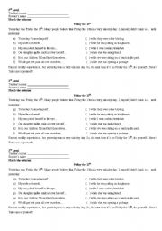 English worksheet: friday the thirteenth