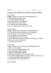 English worksheet: practice parts of speech