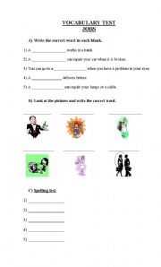 English worksheet: Test hobbies and Test jobs