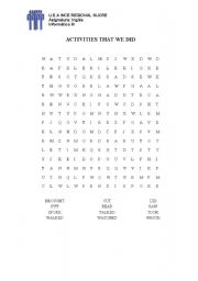 English Worksheet: Puzzle about simple past