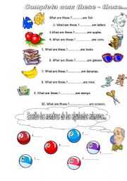 English Worksheet: This - That and numbers