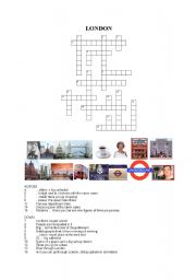 English Worksheet: London Crossword