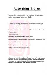 English worksheet: Advertising project - Soft drink