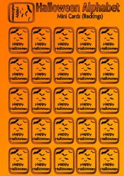 English Worksheet: Halloween Alphabet Mini Cards 2 of 2
