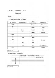 English worksheet: Test of Irregular verbs 4 versions