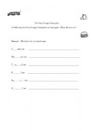 English Worksheet: The Vry Hungry Caterpillar