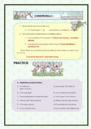 English Worksheet: CONDITIONALS - TYPE II  (3 PAGES)