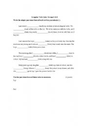 English worksheet: Irregular Verb Worksheet / Quiz