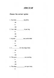 English worksheet: VERB TO BE (1)