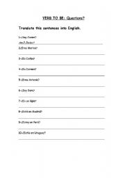 English worksheet: Verb to be (3)
